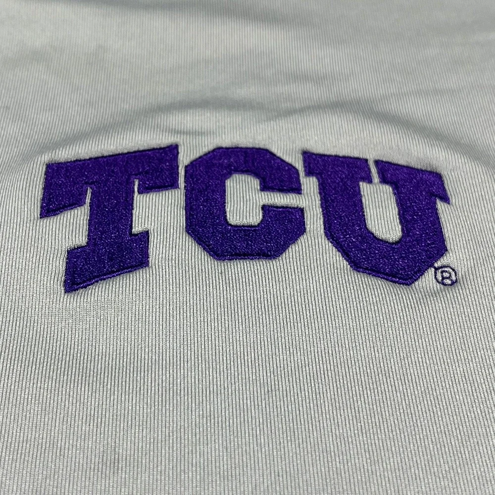 Nike TCU Polo Mens Large Grey Dri-FIT Short Sleeve Embroidered Horned Frogs Logo